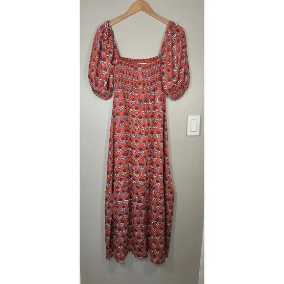 Emerson Fry India Collection Santiago 3 Maxi Dress Carmen Flowers Satin XS/S - Picture 4 of 12